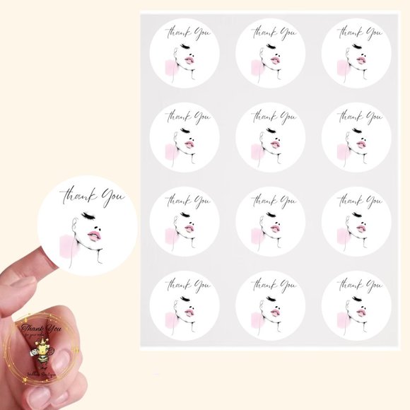 100 count Makeup Thank You Roun Stickers Size 2 inches - Picture 2 of 7